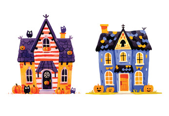 Halloween Haunted houses. Halloween element. Halloween decoration