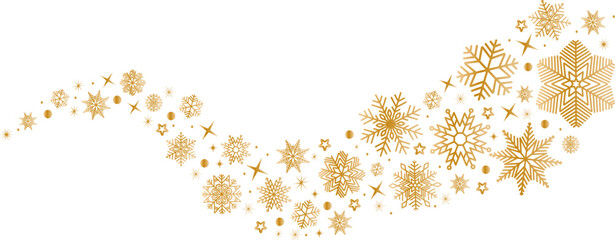 Snowflakes border in wave shape.Golden snowflakes with stars border. Golden snowflakes wave vector. Christmas decoration.	Template with a christmas elements .Snowflakes garland