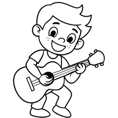 Fototapeta premium cartoon-little-boy-playing-guitar