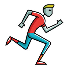 Minimalist Runner in Action – Simplified Figure Capturing Dynamic Movement Vector Download