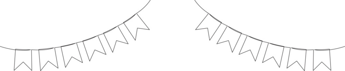 Festive flag garland vector. Celebration party hand drawn element. Retro bunting in simple flat
