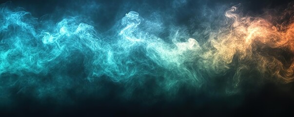 Obraz premium A mesmerizing blend of colorful smoke flowing seamlessly across a dark background, creating an ethereal and artistic ambiance.