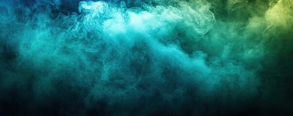 Obraz premium A mystical abstract background of colorful smoke swirling in shades of blue, green, and yellow, ideal for creative projects.