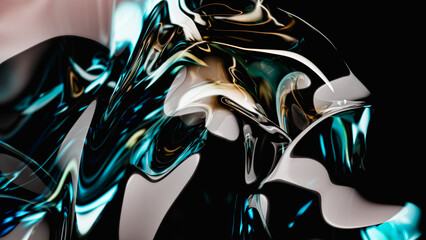Abstract 3D Glass Swirls on a Dark Background