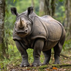 Fototapeta premium rhino in the grass,Generative Ai illustration