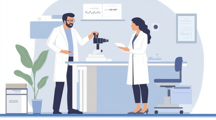optometrist evaluating the patient's vision and prescription