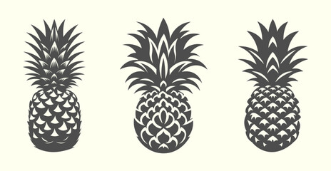 Obraz premium Silhouette of pineapple. Bold pineapple graphic, ideal for tropical-inspired artwork and healthy food designs