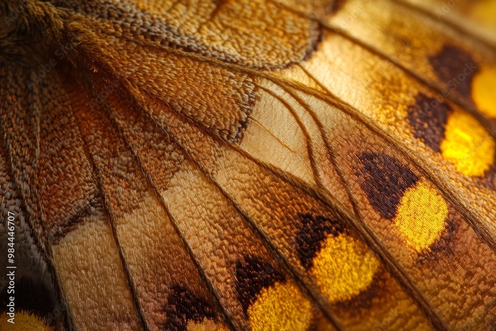Poster Macro photograph capturing the stunning details and vibrant patterns of a butterfly wing, showcasing the intricate texture and beautiful array of colors.