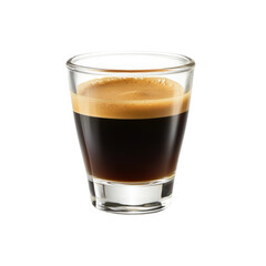 Classic espresso shot in a small glass with a rich crema layer. isolated on transparency background