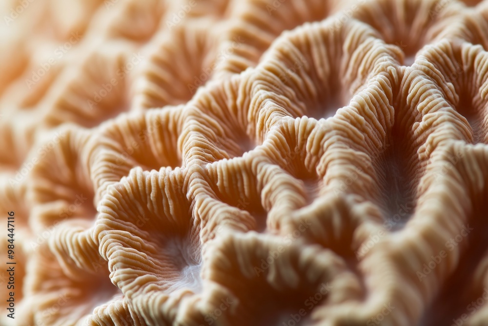 Poster This close-up image features a beautifully intricate coral structure with detailed textures and vibrant patterns, showcasing marine life's delicate and complex beauty.