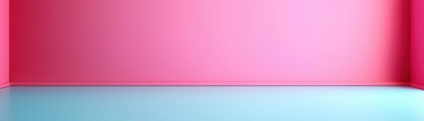 Obraz premium Pastel backdrop modern interior space featuring a smooth pink wall and a calm blue floor, perfect for creative projects.