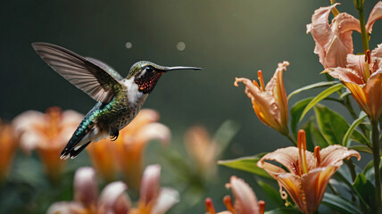 Fototapeta premium Hummingbird and flower