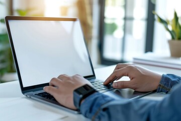 Mock up Copy Space Blank Screen Concept Business Working on Laptop.