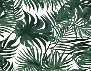 Tropical pattern  palm leaves seamless vector floral background