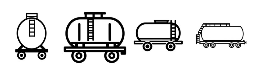 A wheeled tank stands on a platform with a ladder for maintenance and a storage container icon is shown in outline form