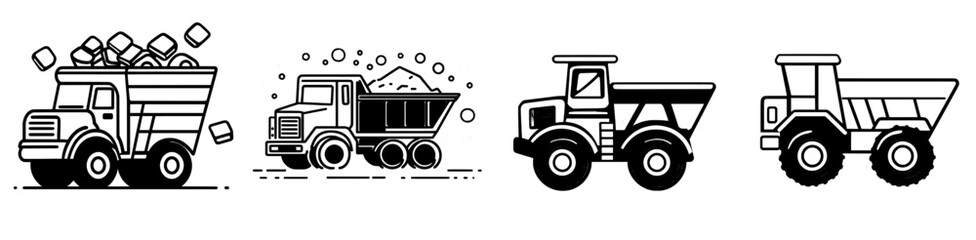 Mine dump truck icon in color hauling minerals