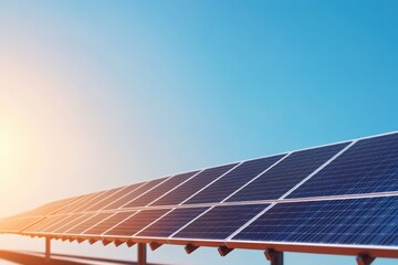 Harnessing the Power of the Sun: A Solar Farm Bathed in Glorious Daylight and Blue Skies
