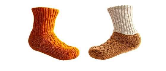 Autumn Wool Socks Isolated on White Background	