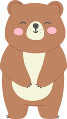 Classic Bear Standing Upright - Minimalist Flat Design