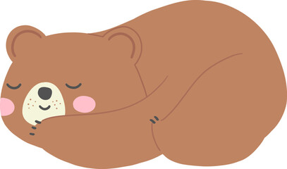 Sleeping Bear in Flat Cartoon Style - Adorable Vector EPS