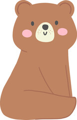 Curious Bear Turning Around - Flat Design for Children's Books