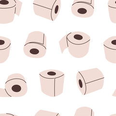 Seamless pattern with toilet paper