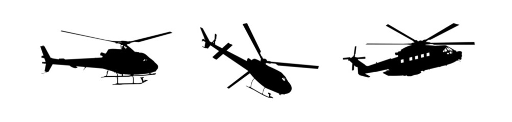 helicopter silhouette set - vector illustration