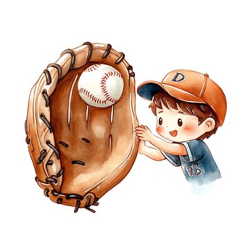 recommend clip art: Watercolor Illustration of a Boy Catching a Baseball.
