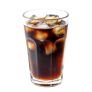 Glass of cold brew coffee with a smooth, dark color and a hint of ice. isolated on transparency background