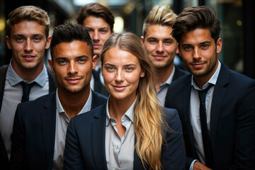 Fototapeta premium Group of People Standing Together in Business Formation. Generative AI