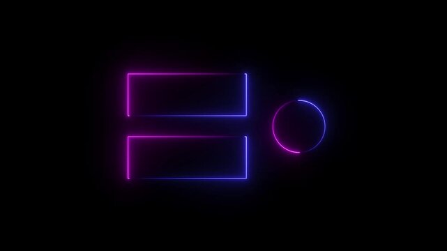 Ultra 4k animation video. Animation video  bright neon lines in rectangle