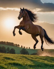 horse running in the field