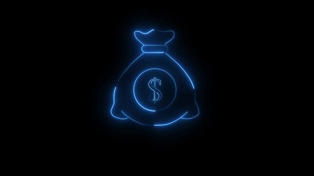 Abstract beautiful Sky blue  neon capitalist dollar icon animation