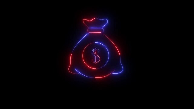 Abstract beautiful Red and Purple neon capitalist dollar icon animation