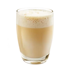 Fototapete Glass of warm soy milk with a delicate froth on top and a dash of vanilla extract. isolated on transparency background © Wattana