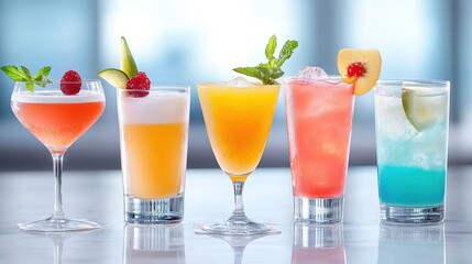 Fototapeta premium Colorful Cocktails for Summer Refreshment