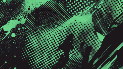black and green halftone background