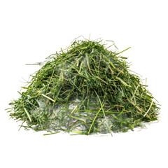 Grass clippings in a neat pile, isolated on a transparency background