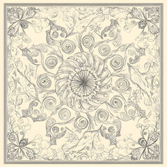 carpet or tile pattern 2D illustrator doodle wallpaper