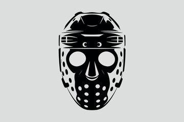 Black silhouette of a hockey mask, sports concept.