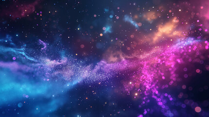 abstract beautiful background consisting of iridescent and moving dust and gas particles, space theme and technology