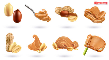 Peanut butter, high quality 3d realistic vector set