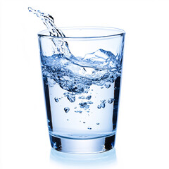 Pure water in the glass is on the table.
