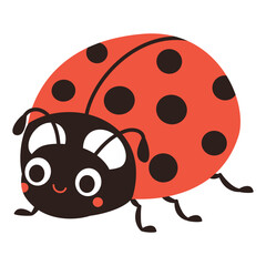 Flat vector illustration in children's style. Cute ladybug on white background . Vector illustration