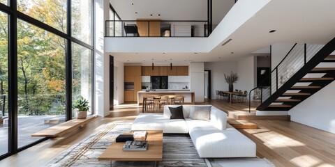 Fototapeta premium Modern Open Concept Living Room with Natural Light