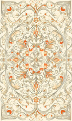 carpet or tile pattern 2D illustrator doodle wallpaper