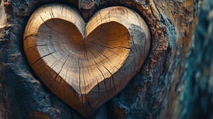 Heart-shaped carving on aged tree bark showcasing natural textures