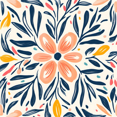 Fototapeta premium carpet or tile pattern 2D illustrator doodle wallpaper