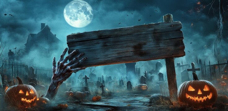 An Halloween card party themed around pumpkins and zombies