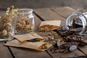 Collection of flower seeds for the garden